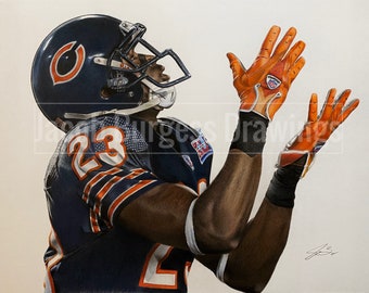 Devin Hester Colored Pencil Drawing Limited Edition Print Numbered to 300