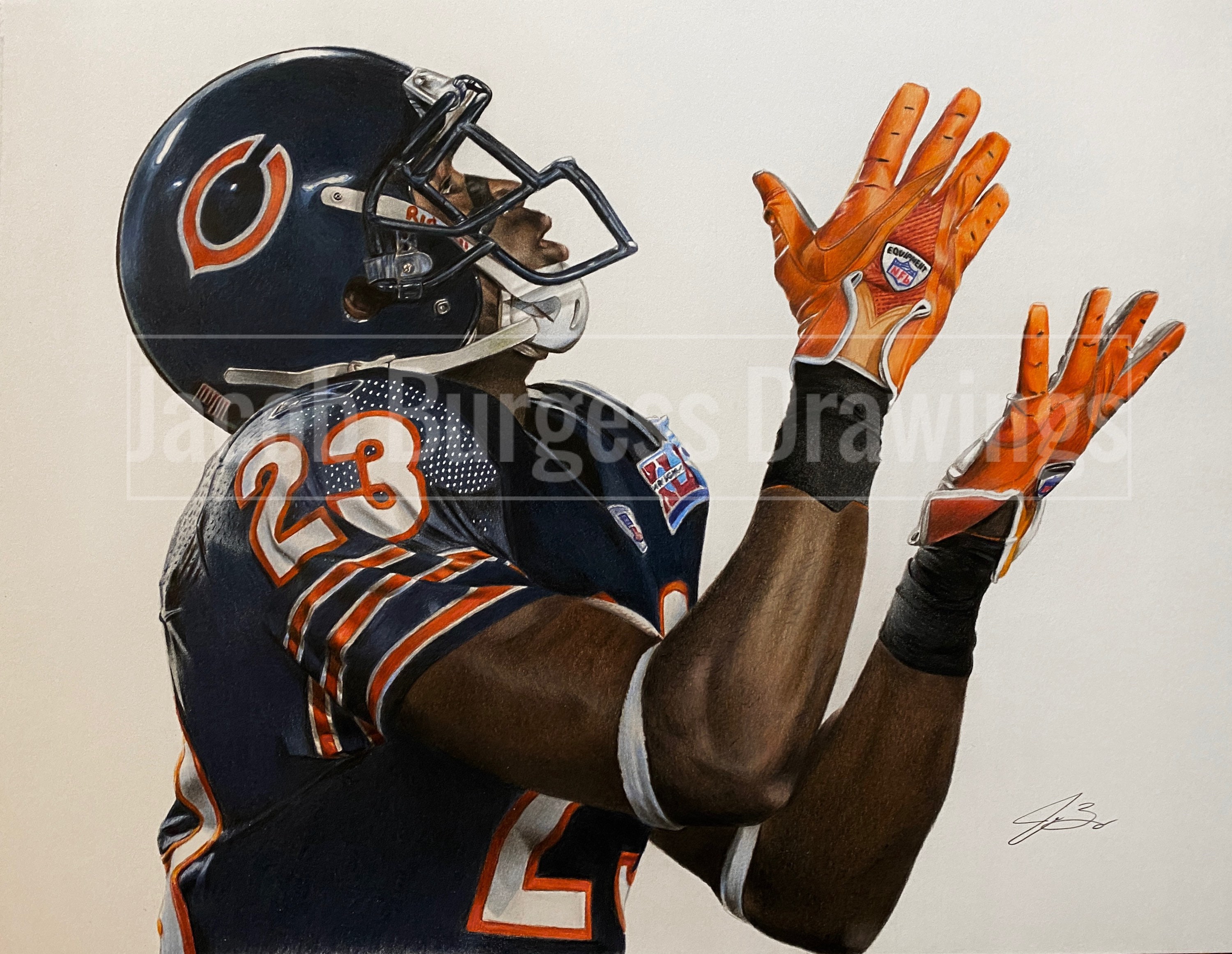 Devin Hester Colored Pencil Drawing Limited Edition Print 