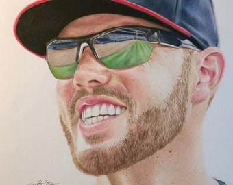 Freddie Freeman Colored Pencil Drawing Print #d to 300