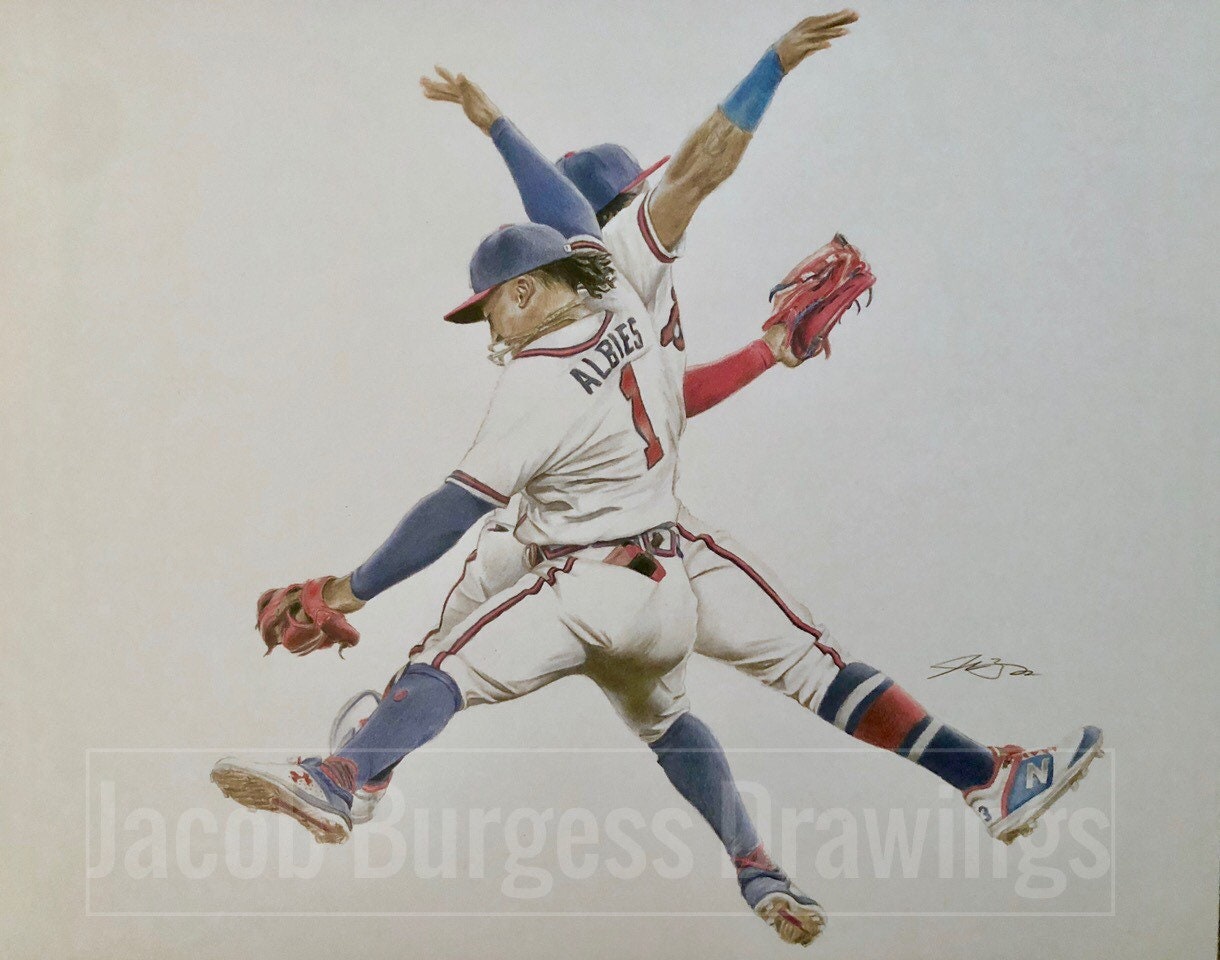 Ronald Acuña Jr/Ozzie Albies Celebration of Brothers Colored Pencil  Drawing Print #d to 300