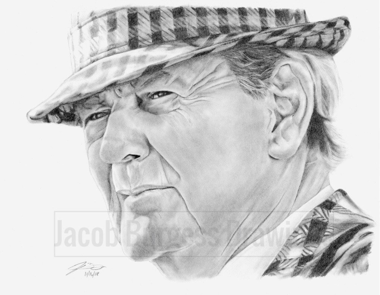 Bear Bryant Original Pencil Drawing Print 11x14 | Etsy