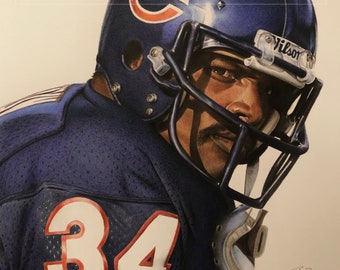 Walter Payton - “Sweetness” Colored Pencil Drawing Print #d to 300