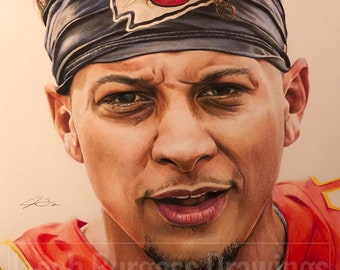 Patrick Mahomes Colored Pencil Drawing Print Numbered to 300