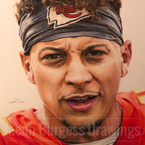 Patrick Mahomes Colored Pencil Drawing Print Numbered to 300 - Etsy