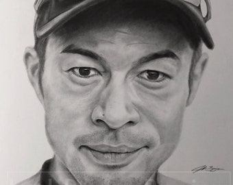 Ichiro Suzuki Pencil Drawing Print 11"x14" Numbered to 300 Seattle Mariners