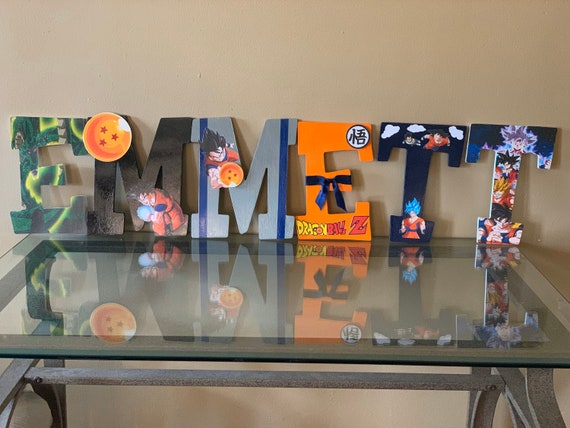 Dragon Ball Z Themed Wood Letters Boys Wall Decor Boys Name Custom Made Dbz Room Decor Super Saiyan Letters Wood Letters