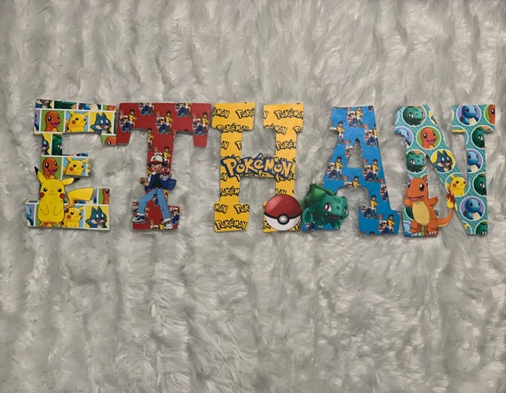 Pokemon Wood Letters, Pokemon Decor, Pokemon Letters, Pokemon Name,  Pikachu, Pokemon Party Decor, Pokemon Bedroom Decor, Mancave Decor 