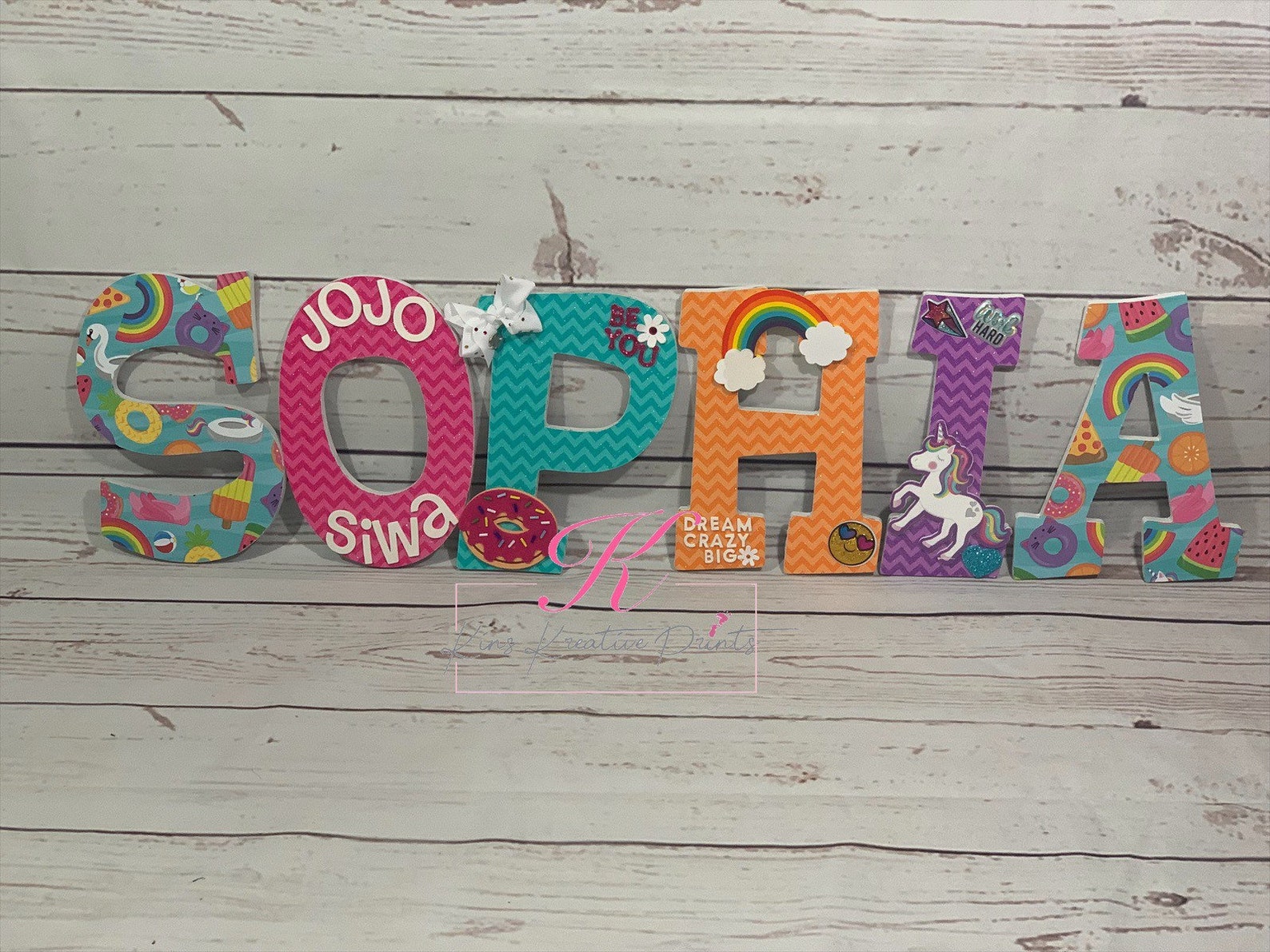 Jojo Siwa Inspired Wall Letters Kids Wall Decor Jojo Siwa Etsy