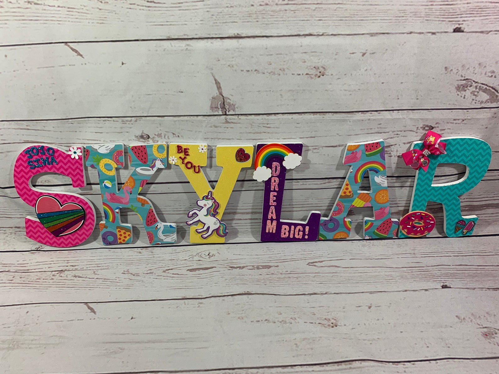 Jojo Siwa Inspired Wall Letters Kids Wall Decor Jojo Siwa Etsy