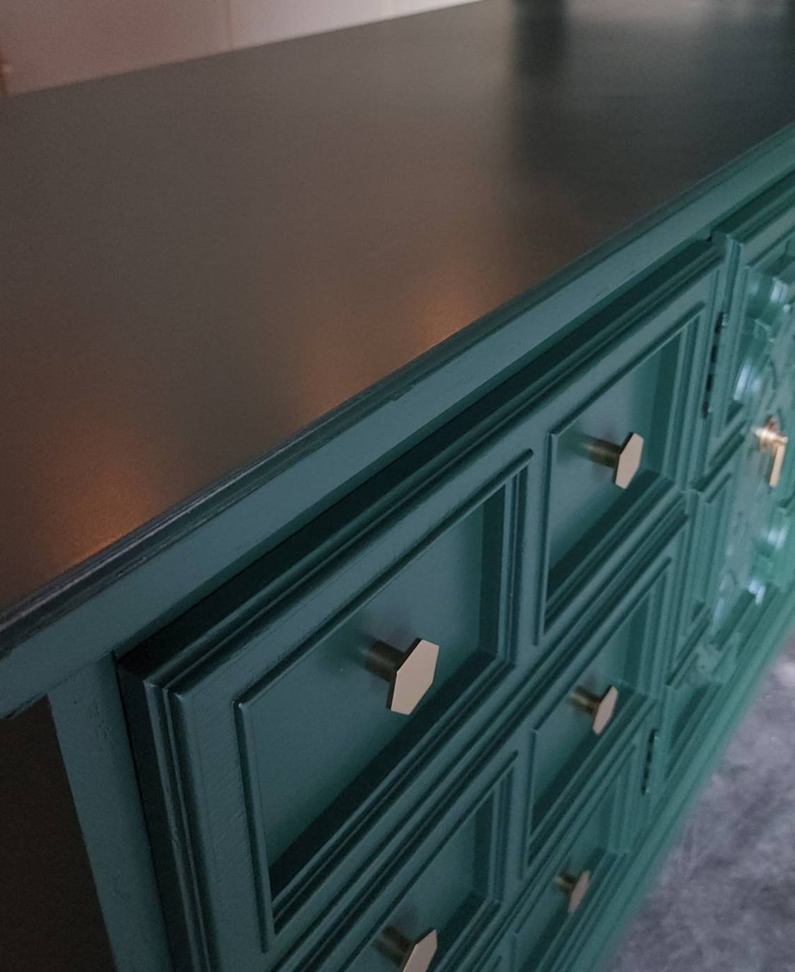 SOLD Long Green Buffet Credenza Green Dresser green Etsy