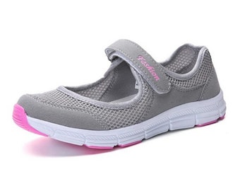 Light Grey And Black Women Slip on Woven Shoes with Velcro Fastener