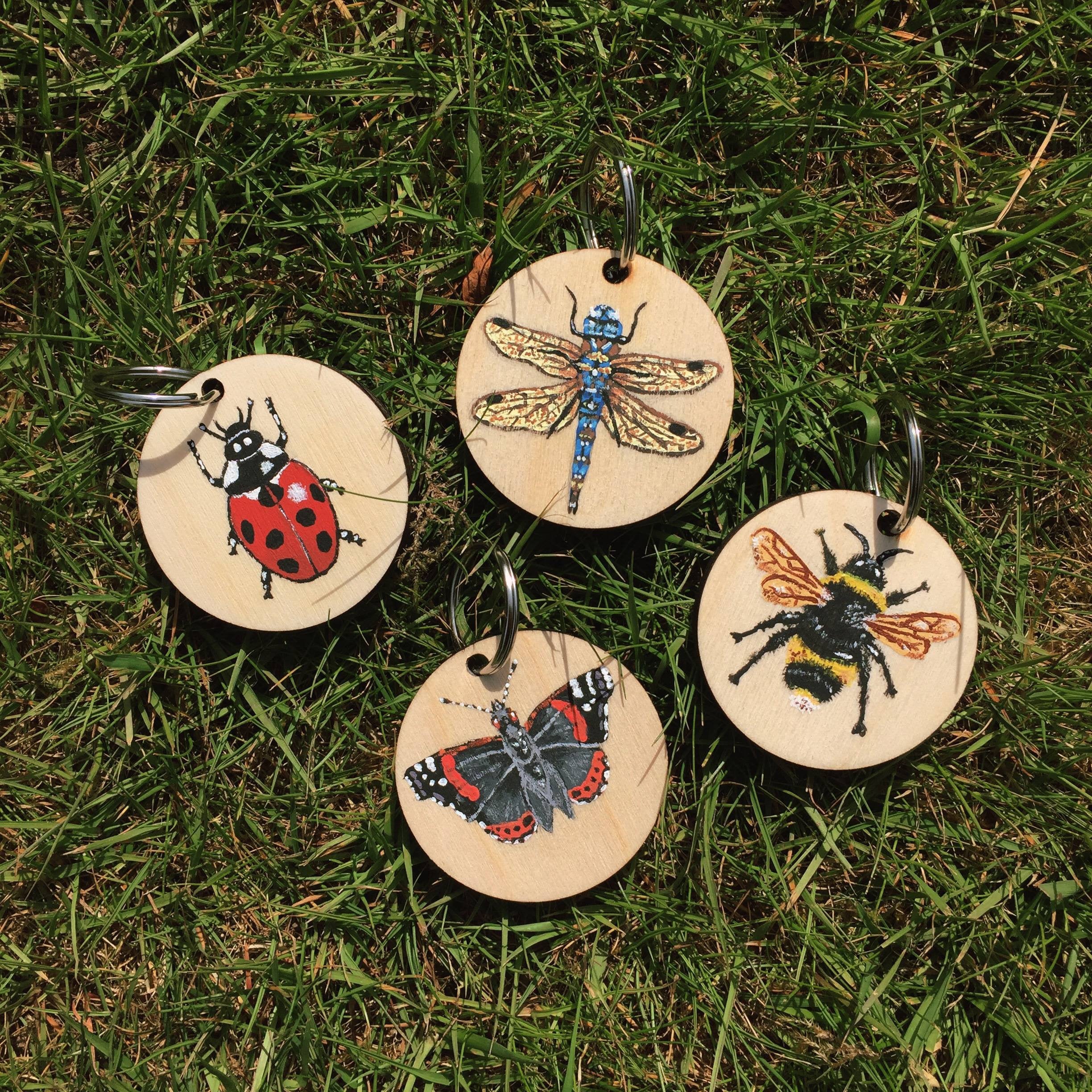 Hand Painted Wooden Keyring Etsy UK