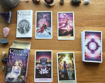 Crystal Visions Tarot Deck | Cartomancy | Divination Tool | Oracle Cards | Major Arcana | Guide book | Pagan | Witch Magic | Fortune Telling