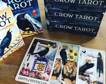 Crow Tarot deck | Cartomancy | Divination Tool | Oracle Cards | Major Arcana | Guide book | Pagan | Witch Magic | Fortune | Spiritual