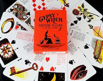 Gypsy Witch Fortune Telling Playing Card Oracle | Cartomancy | Divination Tool | Tarot | Major Arcana | Guide book | Pagan | Witchy | Magic