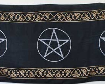 21" x 72" Three Pentagram Altar cloth | Metaphysical Tapestry | Ritual Cloth | Witchy shrine cloth | Occult | Pagan table cloth