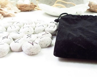 Ceramic rune set | Elder Futhark | divination tools | casting | Altar tools | Gemstone | Pagan | Wicca | Occult | Norse Runes | Ancient