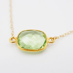Green Amethyst Crystal Pendant Necklace