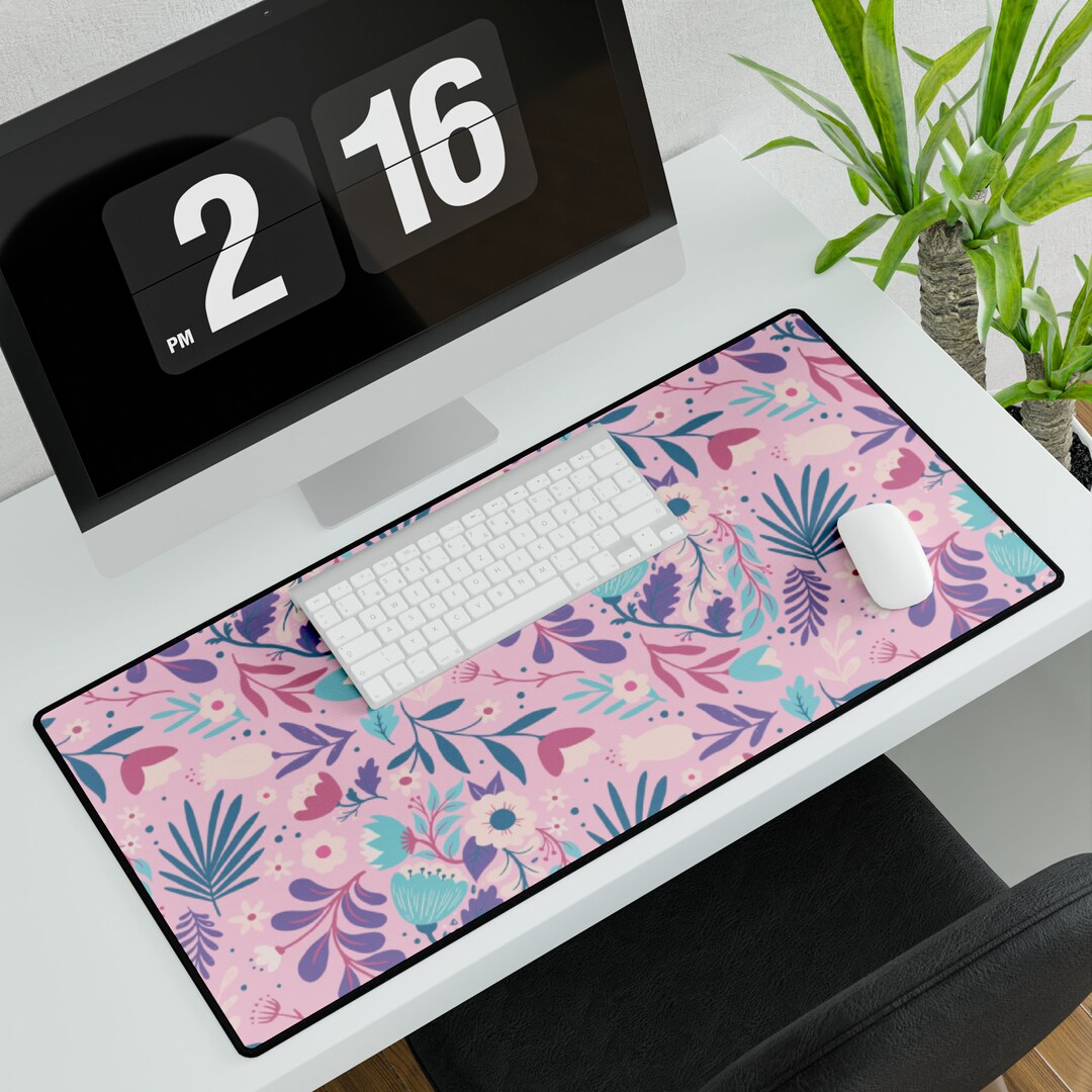 Large PC Gaming Desk Mat Mouse Pad for Gamers 31 Inches XL Plants and Flowers Design 4 Girl