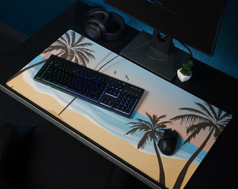 Desk Mat, Mouse Pad, Non Slip, Tropical Beach Design, For Gaming Or Office, Small Or Large Sizes, Desk Decor, Gift For Her Or Him