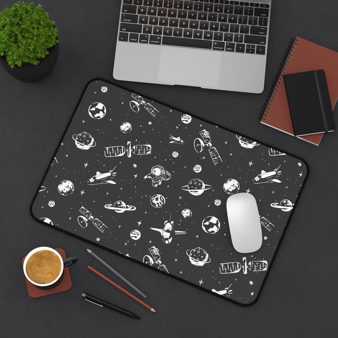 Small Desk Mat, Black Outer Space Design, Gift Idea for PC Gamer ...