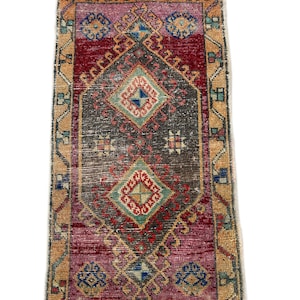 Turkish Rug, 4x2 Mini Rug, Konya Rug, Wool Carpets, Vintage Rugs, Handmade Rug, Colorful Carpets, Floor Rugs, Fire Place rug, Door Mat Rug,