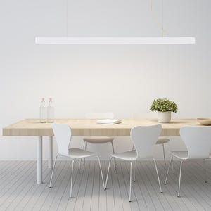 Handmade white wooden lamp pendant lamp kitchen dining room table lamp linear and minimalist led lighting