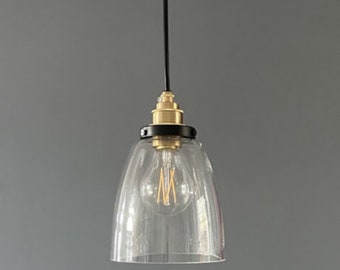 Pendant light in glass and brass Decoration