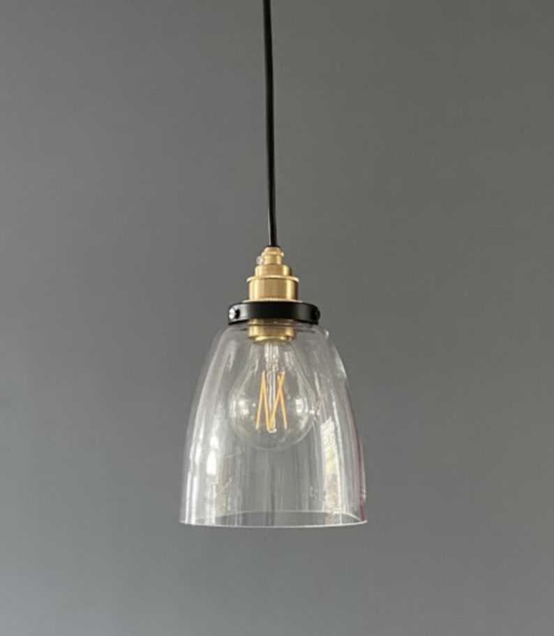 Pendant light in glass and brass Decoration image 1
