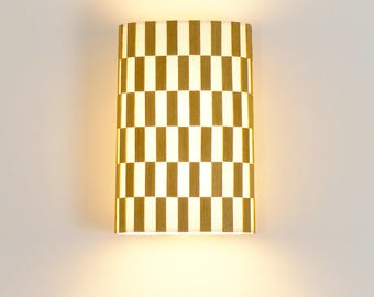 Wall light made of wooden slats and linen, an original and refined wall lighting, handmade.