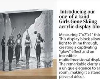 ski poster ski block-NEW Girls Gone Skiing 7&quot;x7&quot;x1&quot; Ski Photo Block-ski decor-lodge cabin decor