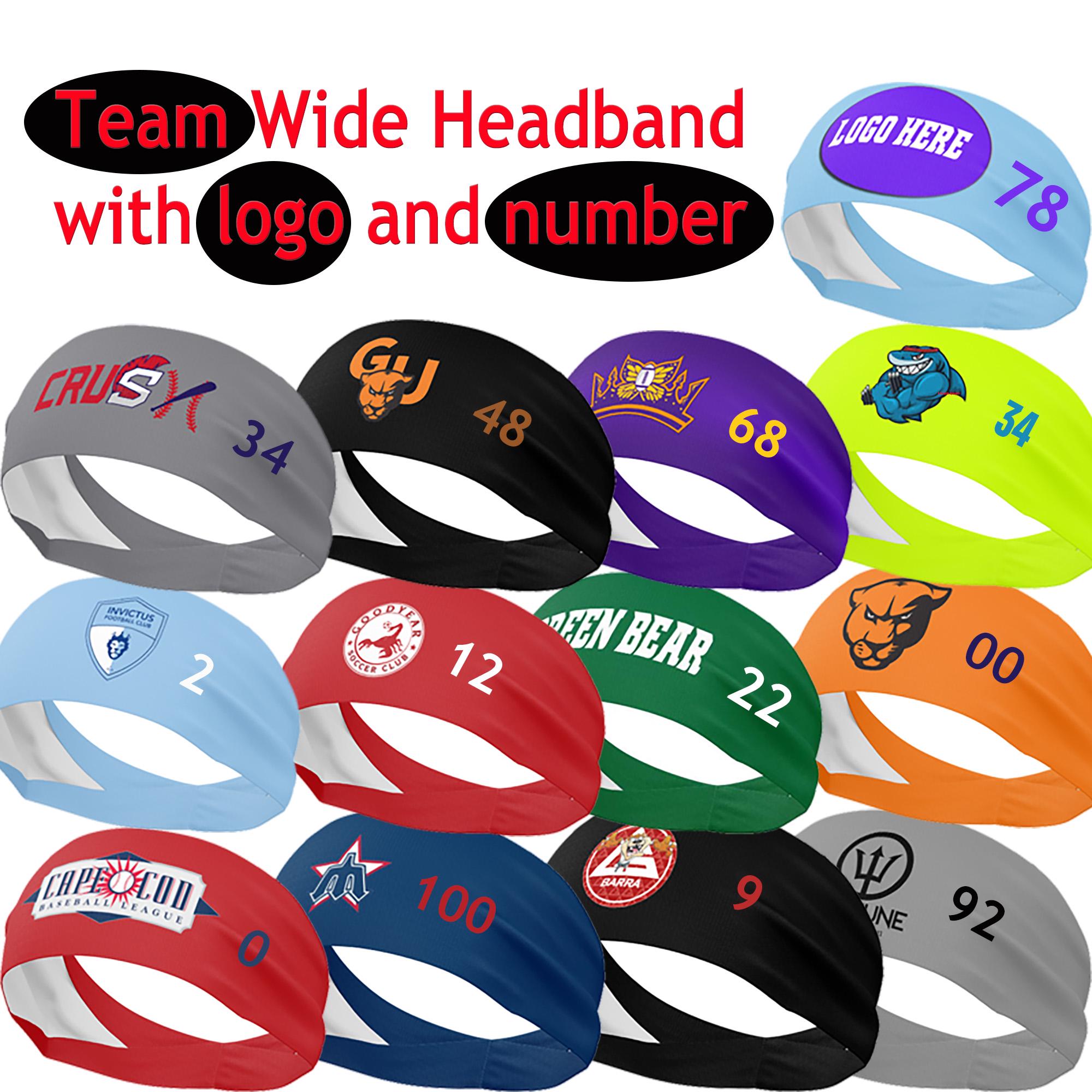 Team Wide Headband with logo and number