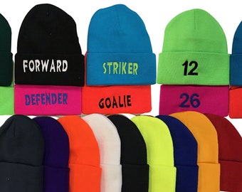 Soccer beanie-Goalie-,Defender-Midfielder-Forward-assorted colors