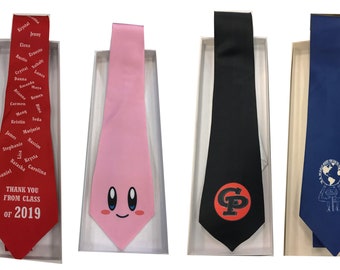 Custom tie, Character tie, Graduation tie , Corporate necktie, logo neck tie, Picture tie, Holiday tie, custom Photo tie, Valentine tie