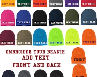 Custom Embroidered Beanie, Personalized beanie, Embroider front and back