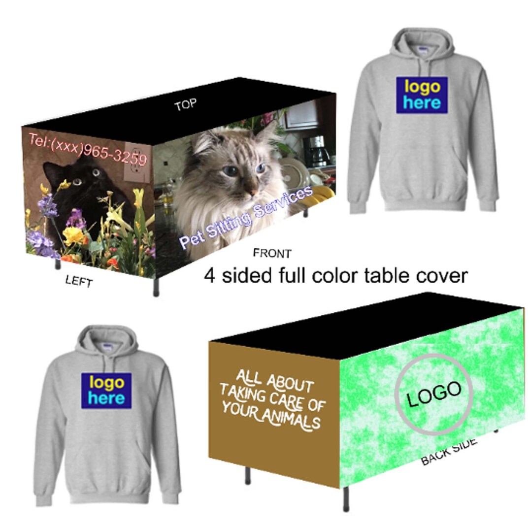 Custom Table Cover, Custom Tablecloth, Table Cloth, 4 Sided Tablecloth, Trade Show Table Cover