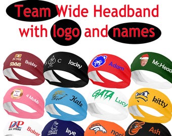 Team Wide Headband with logo and name
