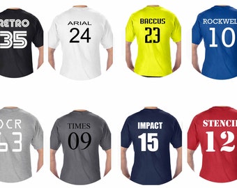 Name and number T-shirt, team name, custom t-shirt, Men t shirt, Personalized t shirt, soccer number tshirt, baseball number tshirt.