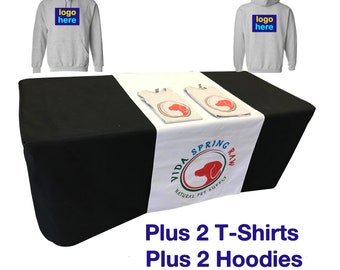 Custom 30x60 table runner with T-shirts or hoodies option