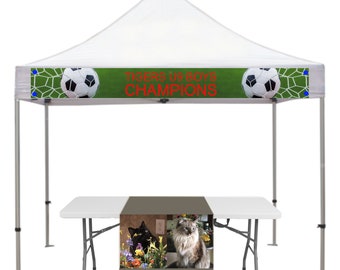 Canopy valance Banner with table runner Combo with T-shirt or hoodie options
