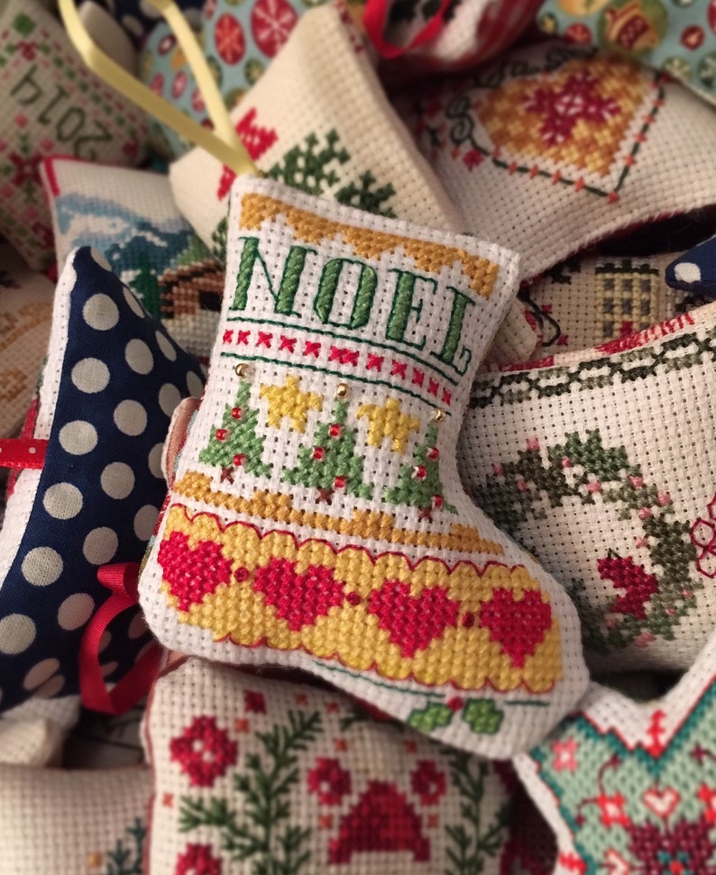 Mini Christmas Stocking Crossstitch Christmas Ornament Etsy