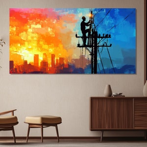 Abstrakte Elektrizität, Elektriker Büro Dekor, Elektriker Gemälde, Elektriker Geschenk, Abstrakte Kunst