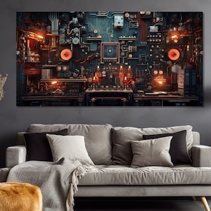 Chip Canvas Print, Motherboard Painting, Circuit Canvas Print, System Administrator Gift, Computer Wall Art, Computer Chip Poster image 1