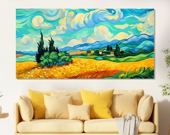 Abstract Nature Painting in Vincent van Gogh Style Printed on Canvas, Van Gogh Wall Art, Post Impressionist Painting, Van Gogh Wall Decor