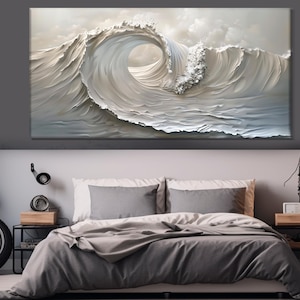 Abstract Wave Canvas Print, Minimalist Wall Art, White Wave Poster, Soft Tones Ocean Wave Print, Minimalist Wall Decor