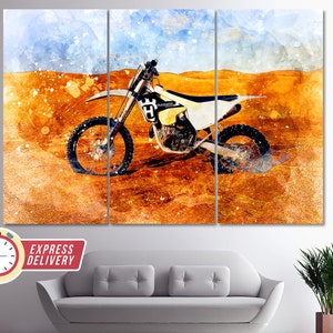Husqvarna Motorcycle Canvas Print, Motocross Canvas Art, Dirt Bikes Wall Art, Dirt Biker Gift, Motocross Wall Art, Dirt Bikes Canvas Print