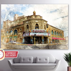Pantages Theatre In Fresno Canvas Print, Fresno Downtown, Fresno Wall Art, Fresno Painting, Fresno Print, Fresno Poster, Fresno Art