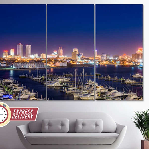 New Jersey Marina Harbor Canvas Print, New Jersey Skyline, New Jersey Canvas, New Jersey Wall Art, New Jersey Photo, New Jersey Gift