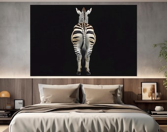 Funny Black and White Zebra Canvas Art, Zebra Back Canvas Print, Zebra Photo, Zebra Wall Art, Abstract Wall Art, Funny Bedroom Decor