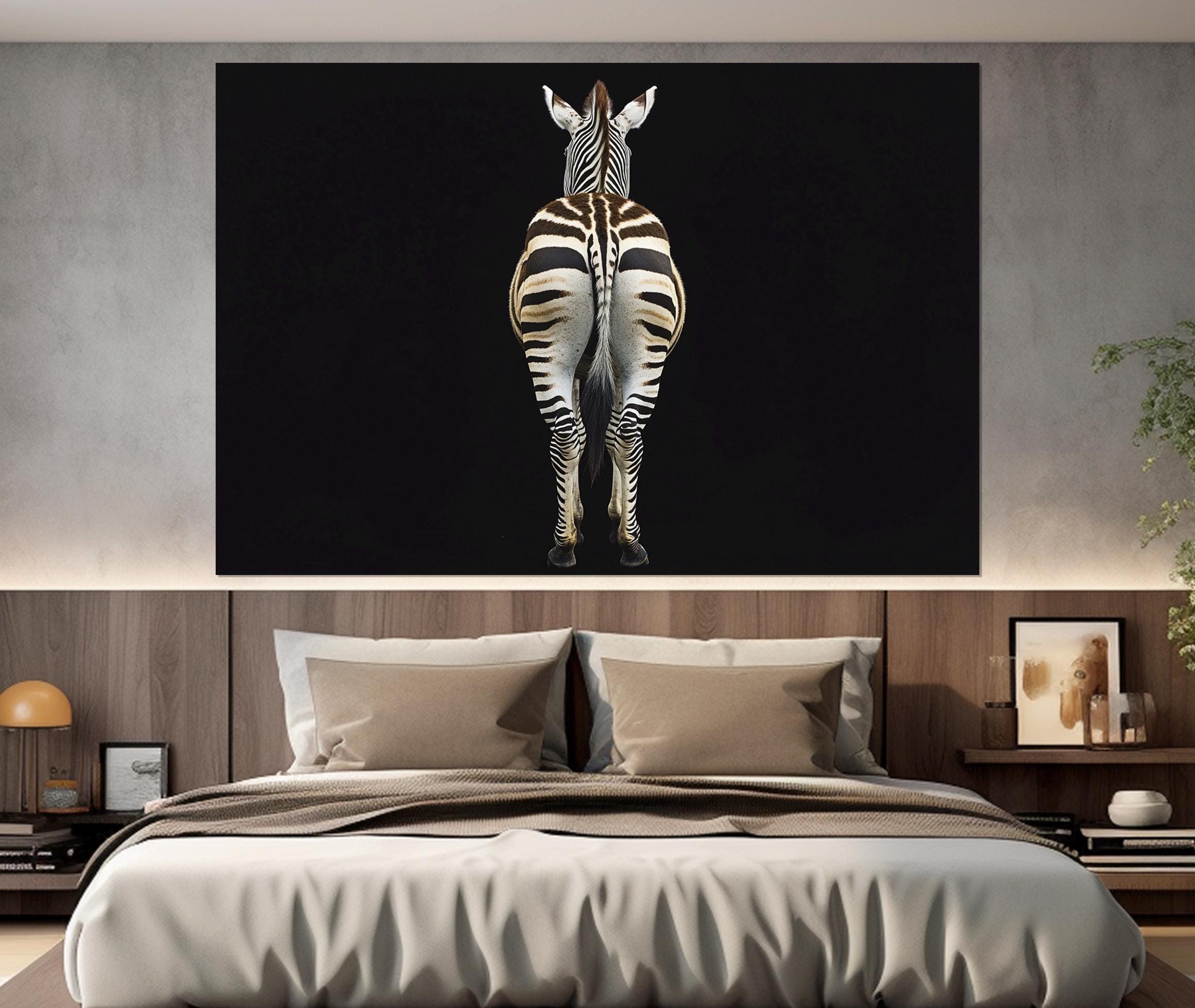 Poster Zébré Sur Toile - Décoration Murale 30x30 Cm - Bureau, Chambre, Salon - Idée Cadeau Personnalisable